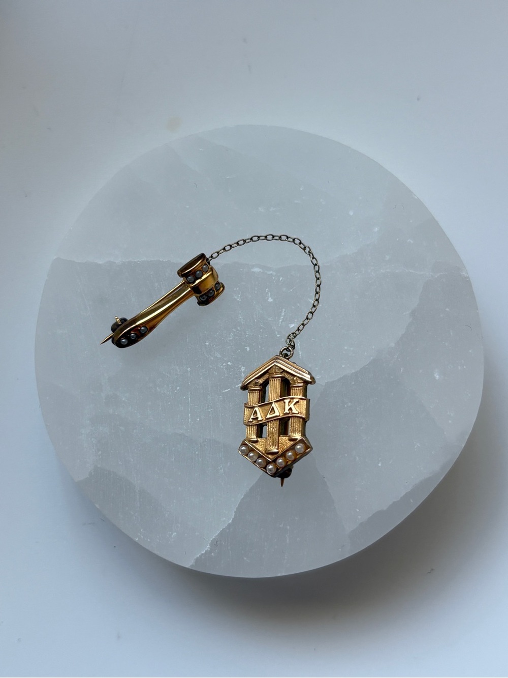 Vintage Alpha Delta Kappa 10K Gold Seed Pearl Sorority Pin